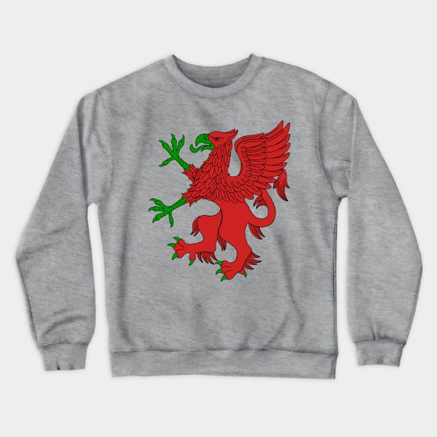 Griffin Rampant in Red and Green Crewneck Sweatshirt by AzureLionProductions